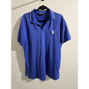 Polo Golf Ralph Lauren Mens Shirt XL‎ Blue Short Sleeve Larger Logo